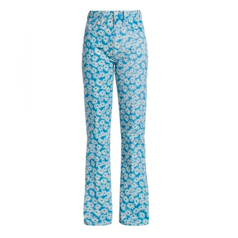 Re/Done daisy print high waisted 70’s style flair jeans. Size 26